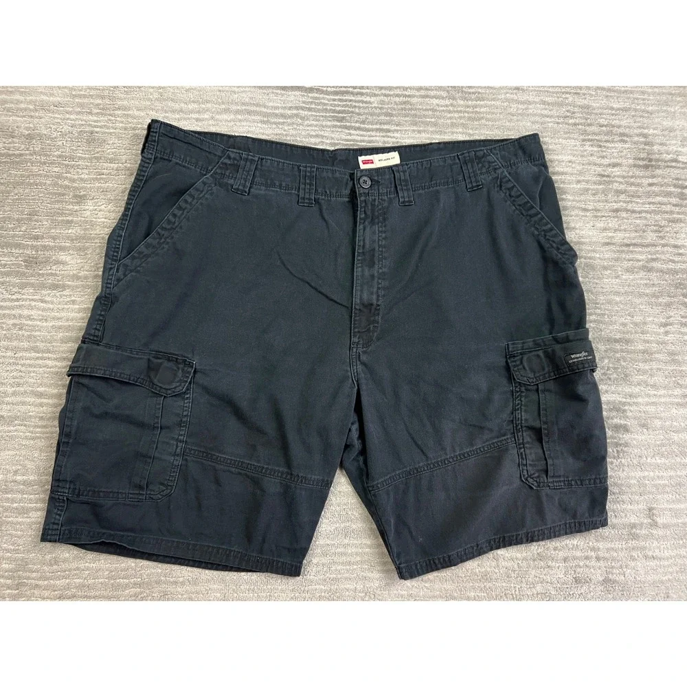 Wrangler Cargo Shorts Mens 44 Black Relaxed Fit Stretch Cotton Utility 112314939